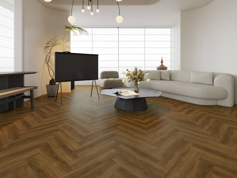 Chapel Vestry 1.57m² Herringbone Vinyl Click Wood System Flooring With Integrated Underlay - 6.5mm (2mm EVA layer)