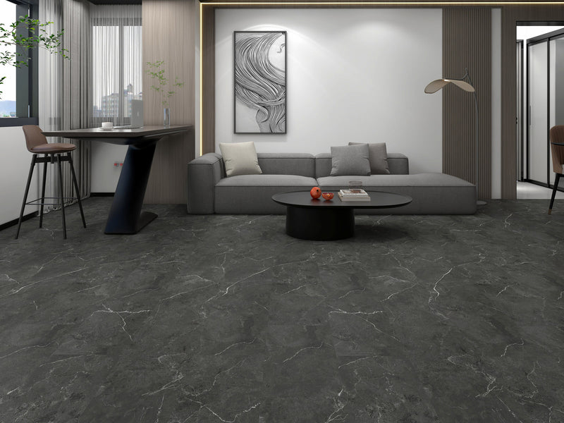 Midnight Carrara Marble 1.9m² Vinyl Click Flooring With Integrated Underlay - 6.5mm (2mm EVA layer)