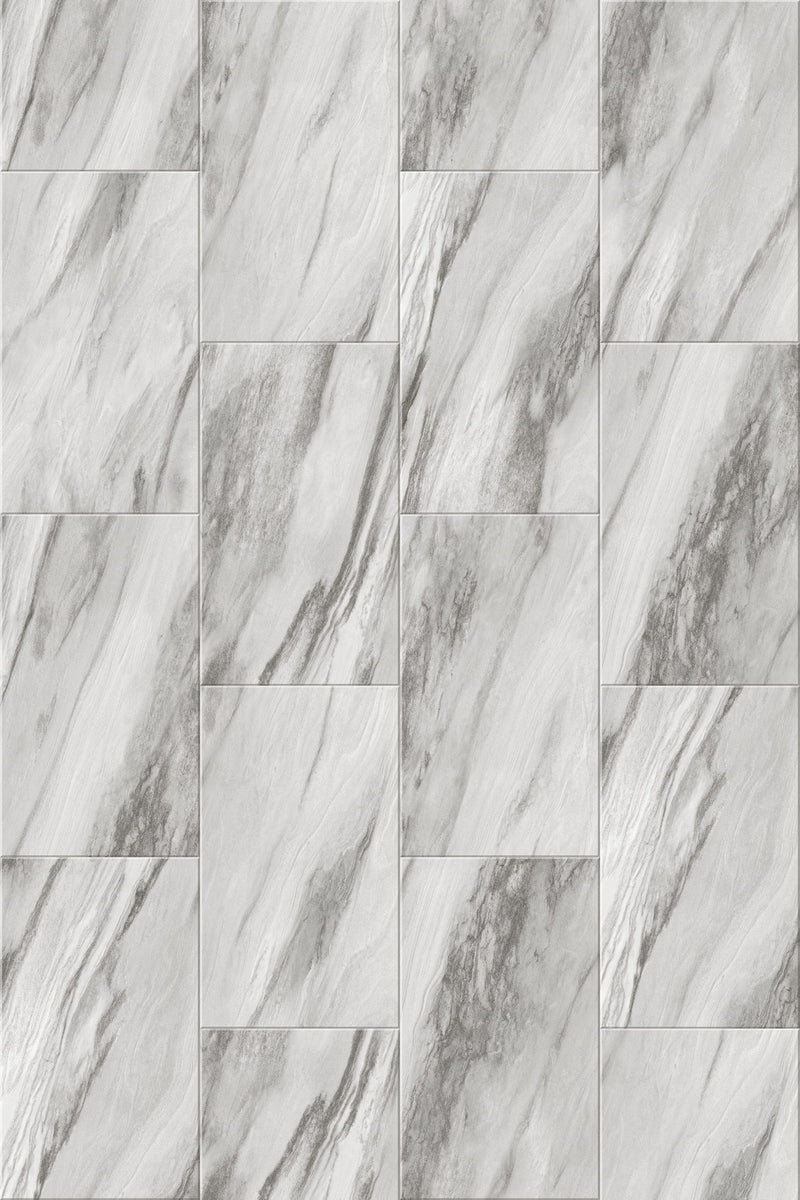 Silver Mist Marble 1.9m² Vinyl Click Mist Marble Effect Flooring With Integrated Underlay - 6.5mm (2mm EVA layer)