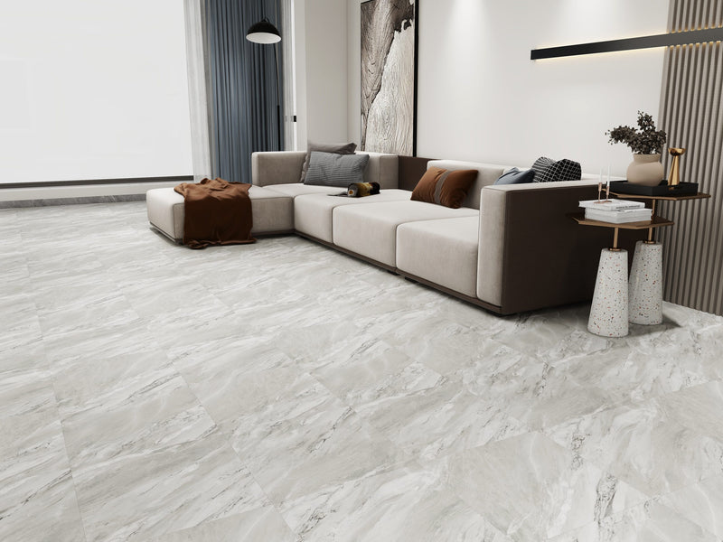 Pewter Drift Marble 1.9m² Vinyl Click Grey Marble Flooring With Integrated Underlay - 6.5mm (2mm EVA layer)
